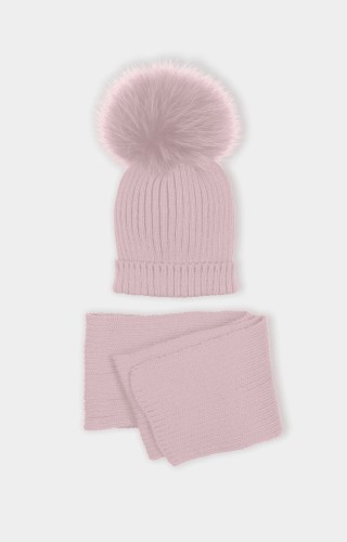 CJTO GORRO Y BUFANDA ROSA